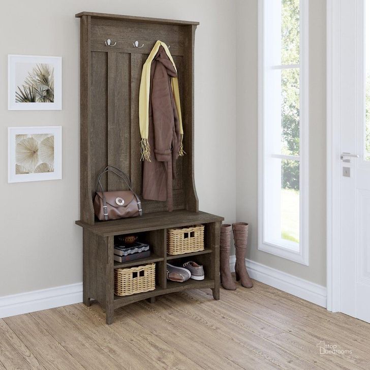 The appearance of Bush Furniture Salinas Hall Tree with Shoe Storage Bench in Ash Brown designed by Bush Furniture in the country / farmhouse interior design. This brown piece of furniture  was selected by 1StopBedrooms from Salinas Collection to add a touch of cosiness and style into your home. Sku: SAS532ABR-03. Product Type: Shoe Cabinet. Image1