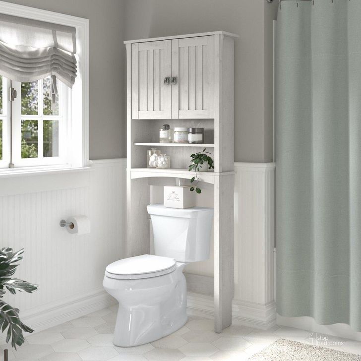 The appearance of Bush Furniture Salinas Over The Toilet Storage Cabinet in Linen White Oak designed by Bush Furniture in the country / farmhouse interior design. This oak and white piece of furniture  was selected by 1StopBedrooms from Salinas Bathroom Collection to add a touch of cosiness and style into your home. Sku: SAS268LW-03. Product Type: Bathroom Storage. Image1