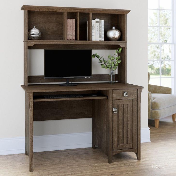 The appearance of Bush Furniture Salinas Small Computer Desk with Hutch in Ash Brown designed by Bush Furniture in the country / farmhouse interior design. This brown piece of furniture  was selected by 1StopBedrooms from Salinas Collection to add a touch of cosiness and style into your home. Sku: MY72608-03. Product Type: Computer Desk. Image1