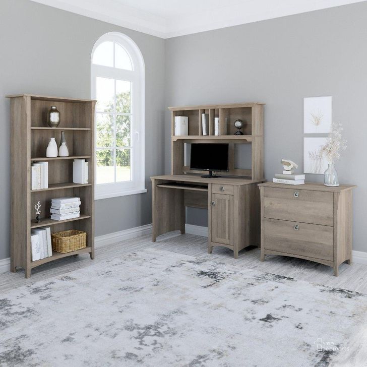 Bush Furniture Salinas Small Computer Desk with Hutch in Ash Brown