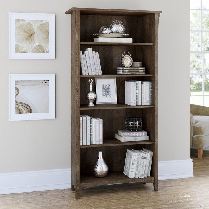 The appearance of Bush Furniture Salinas Tall 5 Shelf Bookcase in Ash Brown designed by Bush Furniture in the country / farmhouse interior design. This brown piece of furniture  was selected by 1StopBedrooms from Salinas Collection to add a touch of cosiness and style into your home. Sku: SAB132ABR-03. Product Type: Bookcase. Image1