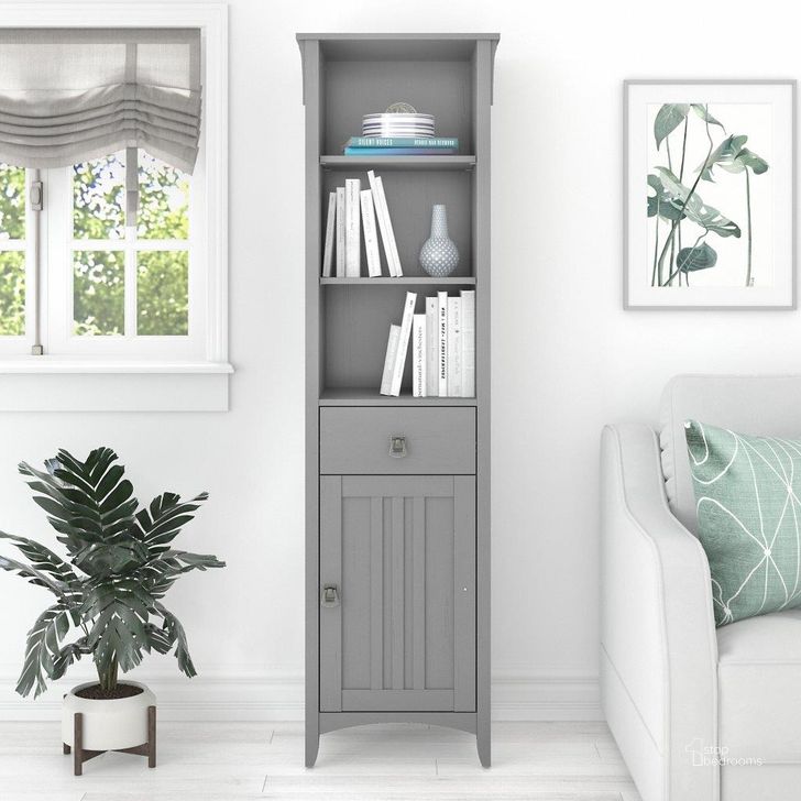 The appearance of Bush Furniture Salinas Tall Narrow Bookcase Cabinet in Cape Cod Gray designed by Bush Furniture in the country / farmhouse interior design. This gray piece of furniture  was selected by 1StopBedrooms from Salinas Bathroom Collection to add a touch of cosiness and style into your home. Sku: SAS168CG-Z. Product Type: Bookcase. Image1