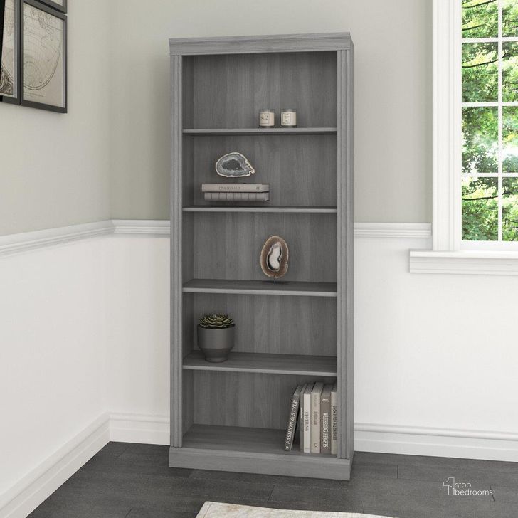 The appearance of Bush Furniture Saratoga Tall 5 Shelf Bookcase In Modern Gray designed by Bush Furniture in the traditional interior design. This gray piece of furniture  was selected by 1StopBedrooms from Saratoga Collection to add a touch of cosiness and style into your home. Sku: W1655C-03. Product Type: Bookcase. Image1