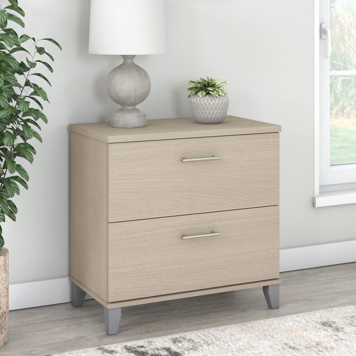 The appearance of Bush Furniture Somerset 2 Drawer Lateral File Cabinet in Sand Oak designed by Bush Furniture in the modern / contemporary interior design. This sand oak piece of furniture  was selected by 1StopBedrooms from Somerset Collection to add a touch of cosiness and style into your home. Sku: WC81180. Product Type: Lateral Filing Cabinet. Image1