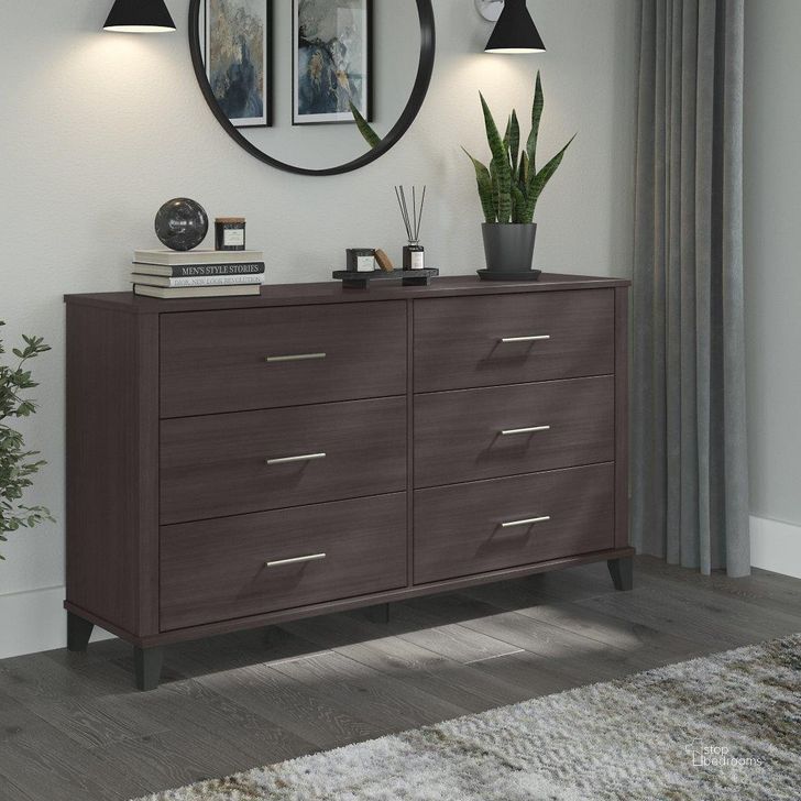 The appearance of Bush Furniture Somerset 6 Drawer Dresser In Storm Gray designed by Bush Furniture in the modern / contemporary interior design. This storm gray piece of furniture  was selected by 1StopBedrooms from Somerset Collection to add a touch of cosiness and style into your home. Sku: STS160SGK. Product Type: Dresser. Image1