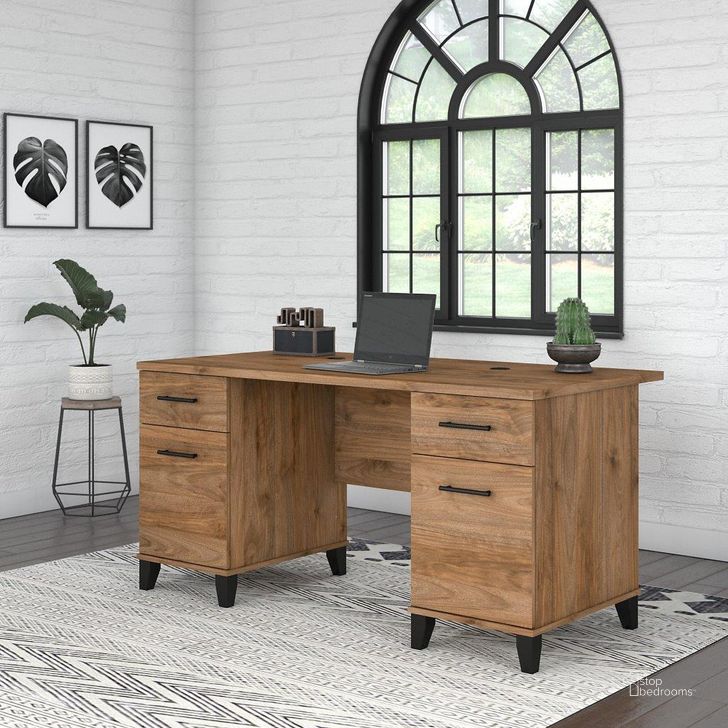 The appearance of Bush Furniture Somerset 60W Office Desk with Drawers in Fresh Walnut designed by Bush Furniture in the modern / contemporary interior design. This fresh walnut piece of furniture  was selected by 1StopBedrooms from Somerset Collection to add a touch of cosiness and style into your home. Sku: WC81328K. Product Type: Office Desk. Image1