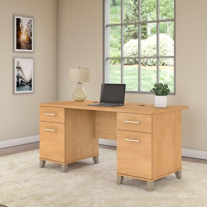 The appearance of Bush Furniture Somerset 60W Office Desk with Drawers in Maple Cross designed by Bush Furniture in the modern / contemporary interior design. This maple cross piece of furniture  was selected by 1StopBedrooms from Somerset Collection to add a touch of cosiness and style into your home. Sku: WC81428K. Product Type: Office Desk. Image1