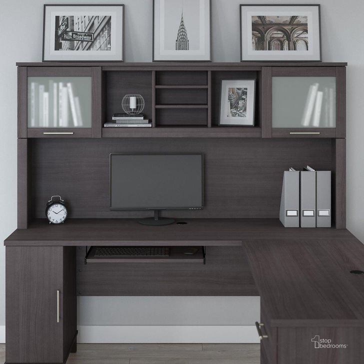 The appearance of Bush Furniture Somerset 72W Desk Hutch in Storm Gray designed by Bush Furniture in the modern / contemporary interior design. This storm gray piece of furniture  was selected by 1StopBedrooms from Somerset Collection to add a touch of cosiness and style into your home. Sku: WC81511. Product Type: Hutch. Image1