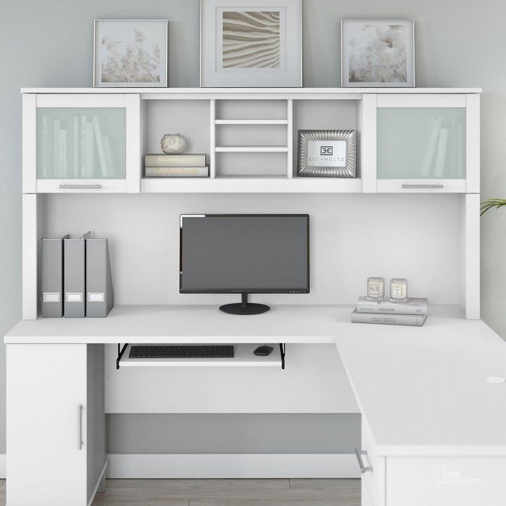 The appearance of Bush Furniture Somerset 72W Desk Hutch in White designed by Bush Furniture in the modern / contemporary interior design. This white piece of furniture  was selected by 1StopBedrooms from Somerset Collection to add a touch of cosiness and style into your home. Sku: WC81911. Product Type: Hutch. Image1