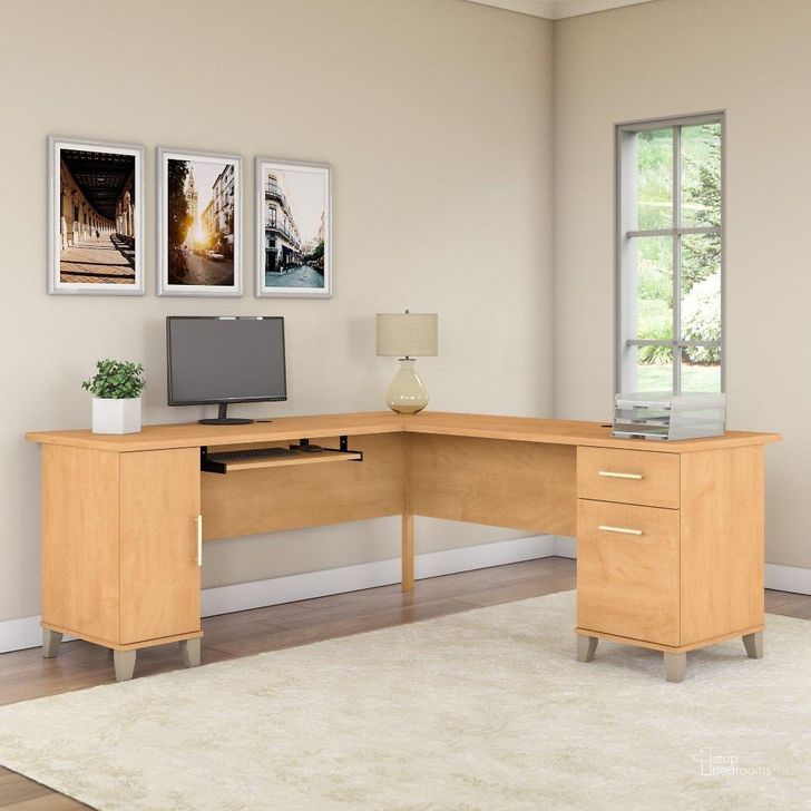 The appearance of Bush Furniture Somerset 72W L Shaped Desk with Storage in Maple Cross designed by Bush Furniture in the modern / contemporary interior design. This maple cross piece of furniture  was selected by 1StopBedrooms from Somerset Collection to add a touch of cosiness and style into your home. Sku: WC81410K. Product Type: Desk. Image1