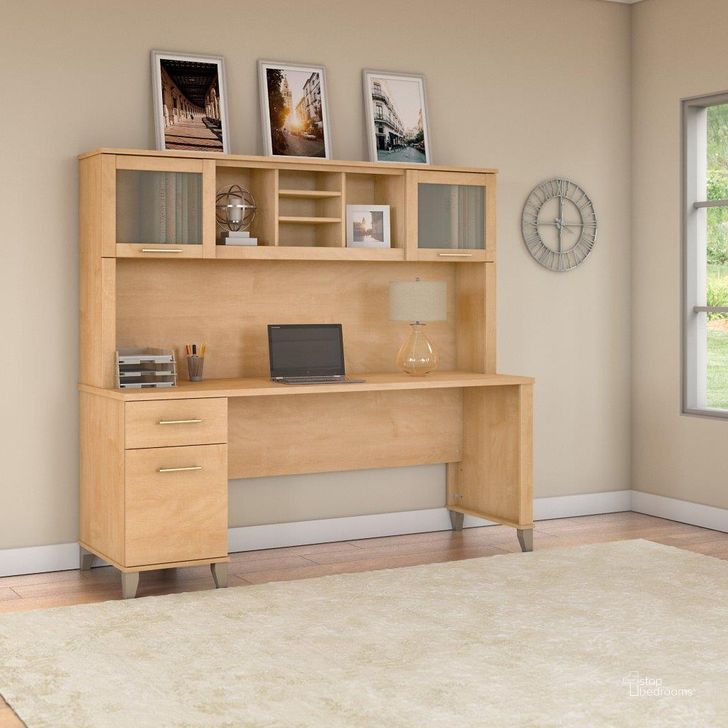 The appearance of Bush Furniture Somerset 72W Office Desk with Drawers and Hutch in Maple Cross designed by Bush Furniture in the modern / contemporary interior design. This maple cross piece of furniture  was selected by 1StopBedrooms from Somerset Collection to add a touch of cosiness and style into your home. Sku: SET018MC. Product Type: Desk & Hutch. Image1
