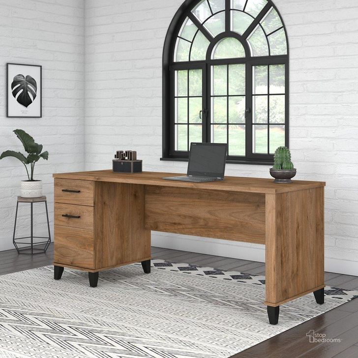 The appearance of Bush Furniture Somerset 72W Office Desk with Drawers in Fresh Walnut designed by Bush Furniture in the modern / contemporary interior design. This fresh walnut piece of furniture  was selected by 1StopBedrooms from Somerset Collection to add a touch of cosiness and style into your home. Sku: WC81372. Product Type: Office Desk. Image1