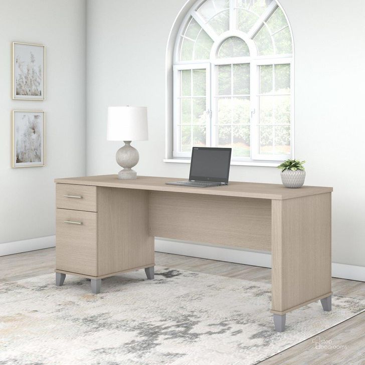 The appearance of Bush Furniture Somerset 72W Office Desk with Drawers in Sand Oak designed by Bush Furniture in the modern / contemporary interior design. This sand oak piece of furniture  was selected by 1StopBedrooms from Somerset Collection to add a touch of cosiness and style into your home. Sku: WC81172. Product Type: Office Desk. Image1