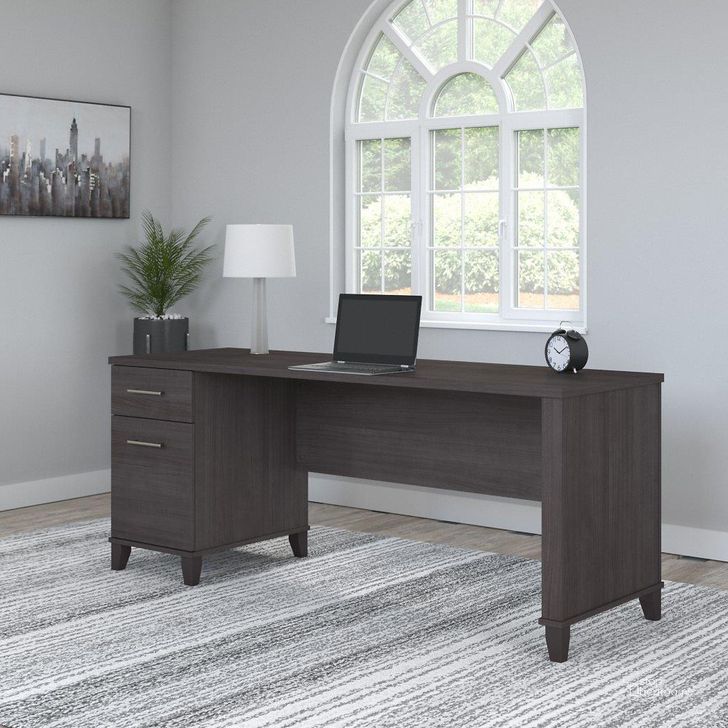 The appearance of Bush Furniture Somerset 72W Office Desk with Drawers in Storm Gray designed by Bush Furniture in the modern / contemporary interior design. This storm gray piece of furniture  was selected by 1StopBedrooms from Somerset Collection to add a touch of cosiness and style into your home. Sku: WC81572. Product Type: Office Desk. Image1