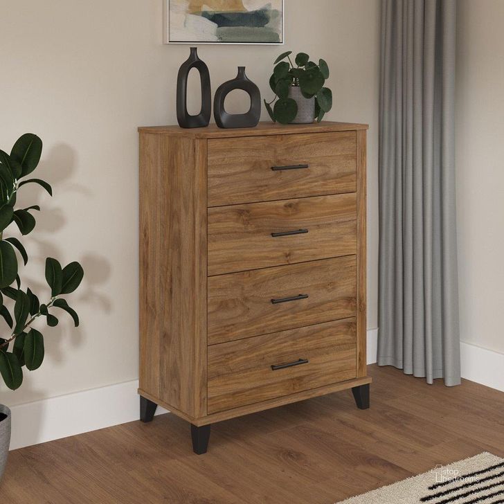 The appearance of Bush Furniture Somerset Chest Of Drawers In Fresh Walnut designed by Bush Furniture in the modern / contemporary interior design. This fresh walnut piece of furniture  was selected by 1StopBedrooms from Somerset Collection to add a touch of cosiness and style into your home. Sku: STS132FW. Product Type: Chest. Image1