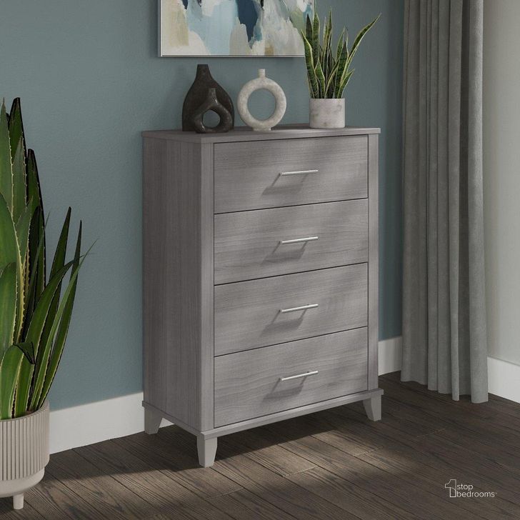 The appearance of Bush Furniture Somerset Chest Of Drawers In Platinum Gray designed by Bush Furniture in the modern / contemporary interior design. This platinum gray piece of furniture  was selected by 1StopBedrooms from Somerset Collection to add a touch of cosiness and style into your home. Sku: STS132PG. Product Type: Chest. Image1
