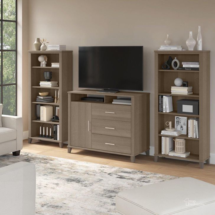 The appearance of Bush Furniture Somerset Entertainment Center in Ash Gray designed by Bush Furniture in the modern / contemporary interior design. This ash gray piece of furniture  was selected by 1StopBedrooms from Somerset Collection to add a touch of cosiness and style into your home. Sku: SET039AG. Product Type: Entertainment Center. Image1