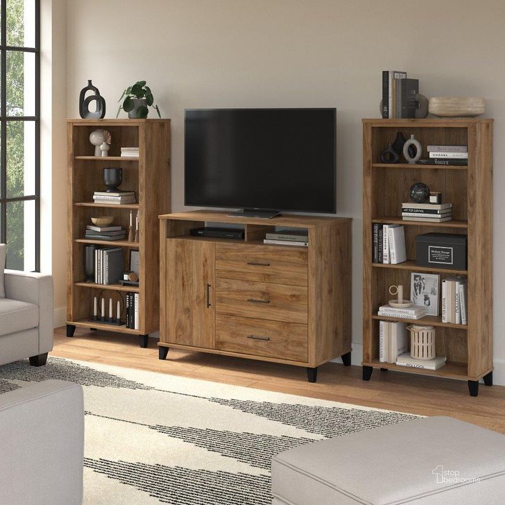 The appearance of Bush Furniture Somerset Entertainment Center in Fresh Walnut designed by Bush Furniture in the modern / contemporary interior design. This fresh walnut piece of furniture  was selected by 1StopBedrooms from Somerset Collection to add a touch of cosiness and style into your home. Sku: SET039FW. Product Type: Entertainment Center. Image1