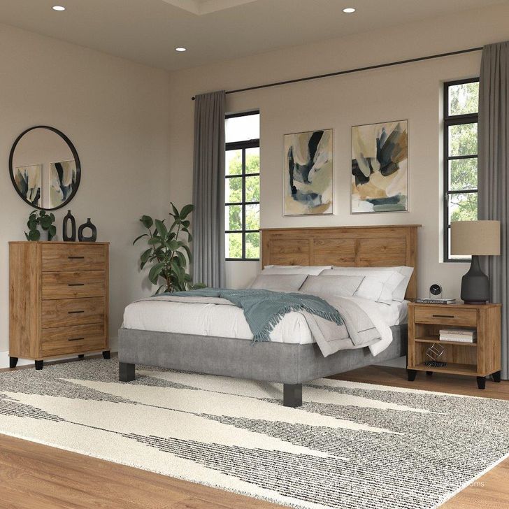 The appearance of Bush Furniture Somerset Full/Queen Size Headboard, Chest Of Drawers and Nightstand Bedroom Set in Fresh Walnut designed by Bush Furniture in the modern / contemporary interior design. This walnut piece of furniture  was selected by 1StopBedrooms from Somerset Bedroom Collection to add a touch of cosiness and style into your home. Sku: SET005FW. Product Type: Headboard Set. Image1