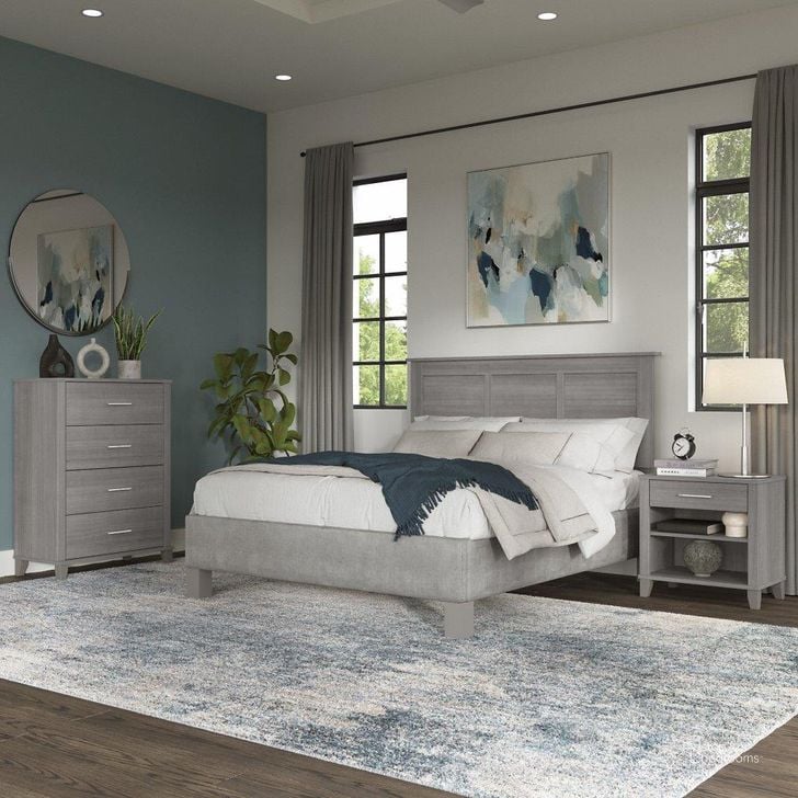 The appearance of Bush Furniture Somerset Full/Queen Size Headboard, Chest Of Drawers and Nightstand Bedroom Set in Platinum Gray designed by Bush Furniture in the modern / contemporary interior design. This gray piece of furniture  was selected by 1StopBedrooms from Somerset Bedroom Collection to add a touch of cosiness and style into your home. Sku: SET005PG. Product Type: Headboard Set. Image1