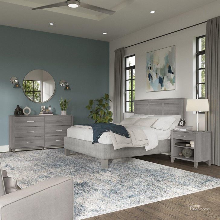 The appearance of Bush Furniture Somerset Full/Queen Size Headboard, Dresser and Nightstand Bedroom Set in Platinum Gray designed by Bush Furniture in the modern / contemporary interior design. This gray piece of furniture  was selected by 1StopBedrooms from Somerset Bedroom Collection to add a touch of cosiness and style into your home. Sku: SET003PG. Product Type: Headboard Set. Image1