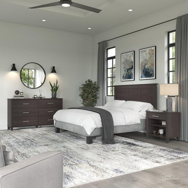 The appearance of Bush Furniture Somerset Full/Queen Size Headboard, Dresser and Nightstand Bedroom Set in Storm Gray designed by Bush Furniture in the modern / contemporary interior design. This dark gray piece of furniture  was selected by 1StopBedrooms from Somerset Bedroom Collection to add a touch of cosiness and style into your home. Sku: SET003SG. Product Type: Headboard Set. Image1