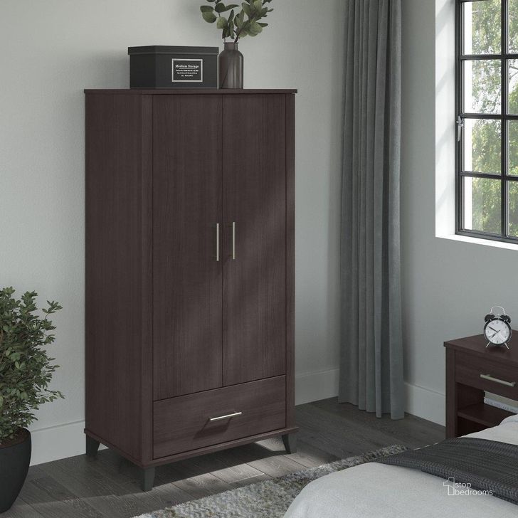 The appearance of Bush Furniture Somerset Large Armoire Cabinet In Storm Gray designed by Bush Furniture in the modern / contemporary interior design. This storm gray piece of furniture  was selected by 1StopBedrooms from Somerset Collection to add a touch of cosiness and style into your home. Sku: STS166SGK. Product Type: Armoire. Image1