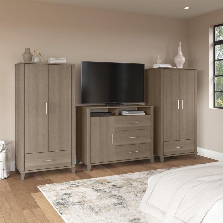 The appearance of Bush Furniture Somerset Large Armoire Cabinets with Dresser Tv Stand in Ash Gray designed by Bush Furniture in the modern / contemporary interior design. This ash gray piece of furniture  was selected by 1StopBedrooms from Somerset Bedroom Collection to add a touch of cosiness and style into your home. Sku: SET038AG. Product Type: TV Stand. Image1