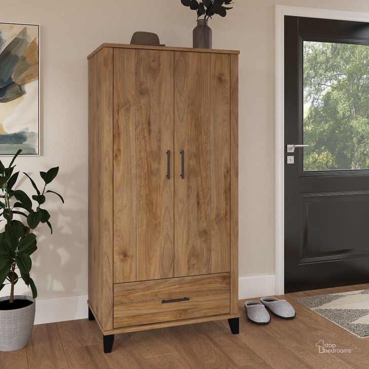 The appearance of Bush Furniture Somerset Tall Entryway Cabinet with Doors and Drawer in Fresh Walnut designed by Bush Furniture in the modern / contemporary interior design. This walnut piece of furniture  was selected by 1StopBedrooms from Somerset Bedroom Collection to add a touch of cosiness and style into your home. Sku: STS166FWK-Z1. Product Type: Entryway Furniture. Image1