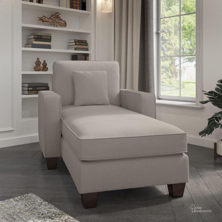The appearance of Bush Furniture Stockton Chaise Lounge with Arms in Beige Herringbone designed by Bush Furniture in the modern / contemporary interior design. This beige piece of furniture  was selected by 1StopBedrooms from Stockton Collection to add a touch of cosiness and style into your home. Sku: SNM41SBGH-03K. Product Type: Chaise. Image1