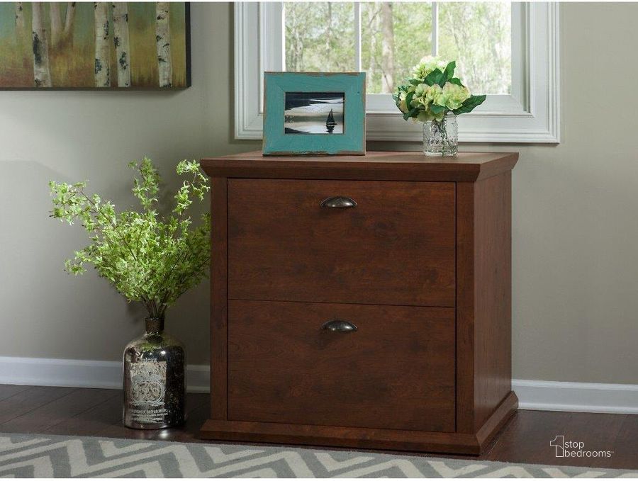 The appearance of Bush Furniture Yorktown 2 Drawer Lateral File Cabinet In Antique Cherry designed by Bush Furniture in the country / farmhouse interior design. This antique cherry piece of furniture  was selected by 1StopBedrooms from Yorktown Collection to add a touch of cosiness and style into your home. Sku: WC40380-03. Product Type: File Cabinet. Image1