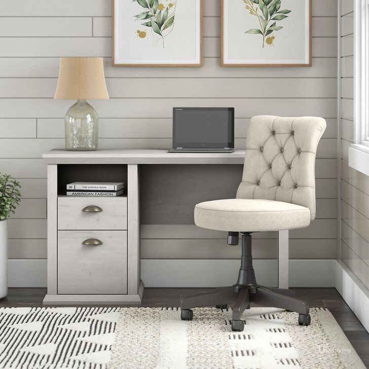 The appearance of Bush Furniture Yorktown 50W Home Office Desk and Chair Set in Linen White Oak designed by Bush Furniture in the country / farmhouse interior design. This oak and white piece of furniture  was selected by 1StopBedrooms from Yorktown Collection to add a touch of cosiness and style into your home. Sku: YRK014LW. Product Type: Home Office Set. Image1