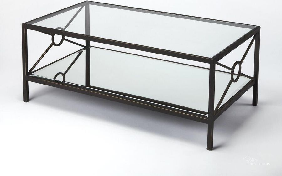 The appearance of Butler Metropolis Metal and Mirror Coffee Table designed by Butler Specialty Company in the transitional interior design. This black piece of furniture  was selected by 1StopBedrooms from Metropolis Collection to add a touch of cosiness and style into your home. Sku: 3943025. Product Type: Coffee Table. Material: Iron. Image1
