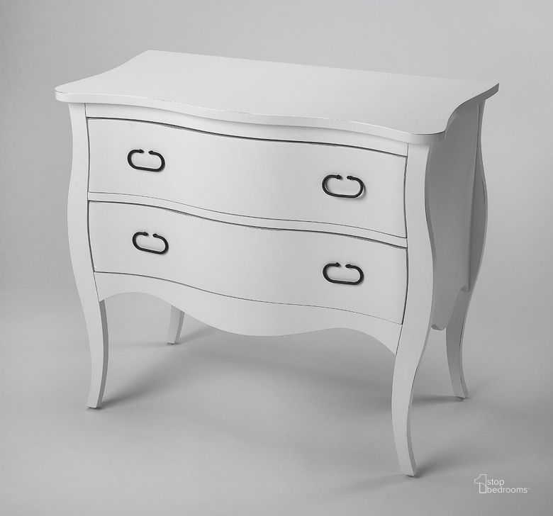 The appearance of Butler Rochelle White 2 Drawer Chest designed by Butler Specialty Company in the transitional interior design. This white piece of furniture  was selected by 1StopBedrooms from Masterpiece Collection to add a touch of cosiness and style into your home. Sku: 9307288. Material: Wood. Product Type: Chest. Image1