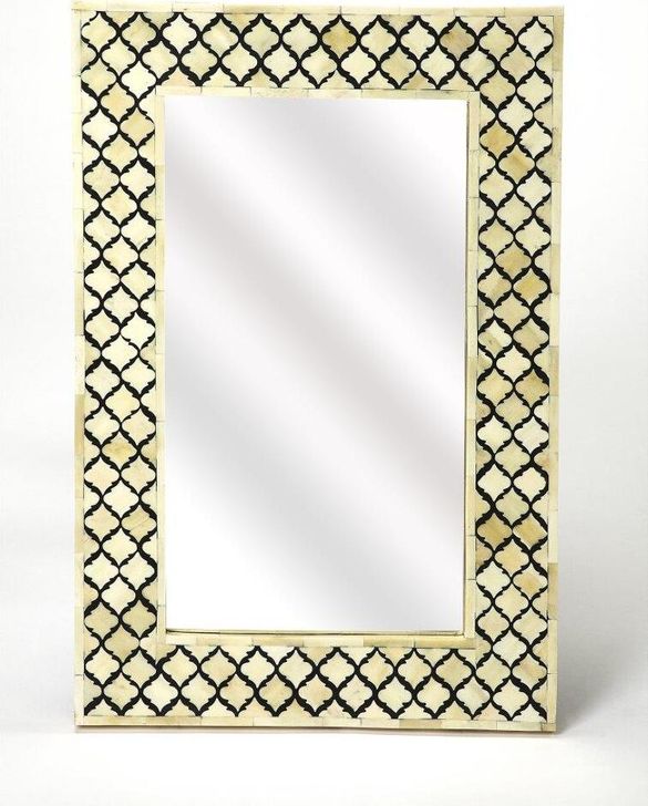 The appearance of Butler Yasmin Bone Inlay Wall Mirror designed by Butler Specialty Company in the transitional interior design. This off white piece of furniture  was selected by 1StopBedrooms from Bone Inlay Collection to add a touch of cosiness and style into your home. Sku: 5202318. Material: MDF. Product Type: Wall Mirror. Image1
