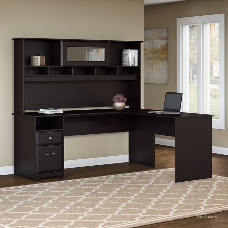 The appearance of Cabot Espresso Oak Computer Desk with Hutch designed by Bush Furniture in the traditional interior design. This brown piece of furniture  was selected by 1StopBedrooms from Cabot Collection to add a touch of cosiness and style into your home. Sku: CAB053EPO. Product Type: Computer Desk.