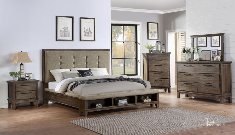 The appearance of Cagney Vintage Gray Panel Bedroom Set designed by New Classic in the transitional interior design. This gray piece of furniture  was selected by 1StopBedrooms from Cagney Collection to add a touch of cosiness and style into your home. Sku: B594G-310;B594G-320;B594G-330;B594G-040. Bed Type: Panel Bed. Product Type: Panel Bed. Bed Size: Queen. Image1
