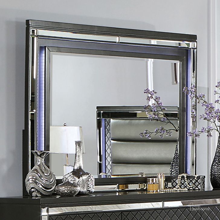 The appearance of Calandria Mirror With Led In Gray designed by Furniture of America in the modern / contemporary interior design. This gray piece of furniture  was selected by 1StopBedrooms from Calandria Collection to add a touch of cosiness and style into your home. Sku: CM7320GY-M. Material: Wood. Product Type: Accent Mirror. Image1