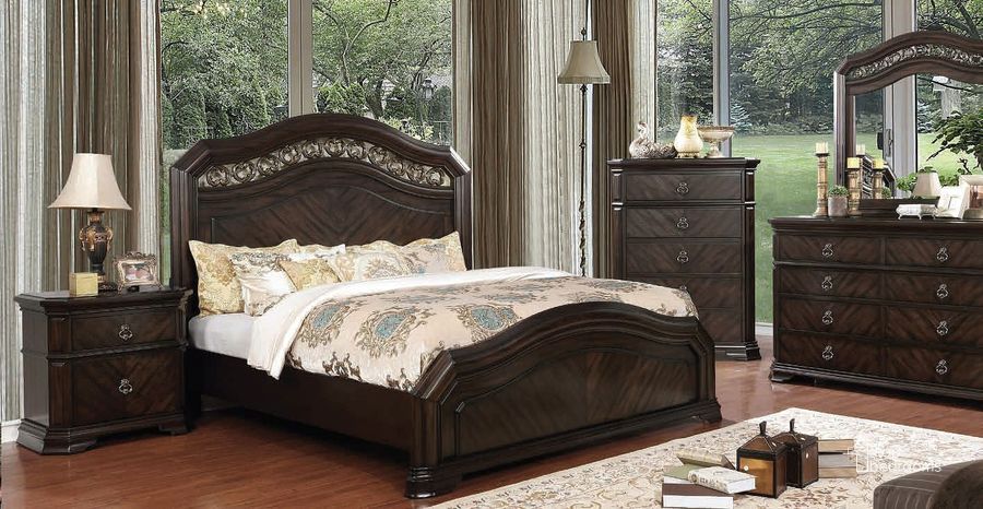 The appearance of Calliope Panel Bedroom Set designed by Furniture of America in the traditional interior design. This espresso piece of furniture  was selected by 1StopBedrooms from Calliope Collection to add a touch of cosiness and style into your home. Sku: CM7751Q-HB;CM7751Q-FB;CM7751Q-R;CM7751N. Bed Type: Panel Bed. Material: Wood. Product Type: Panel Bed. Bed Size: Queen. Image1