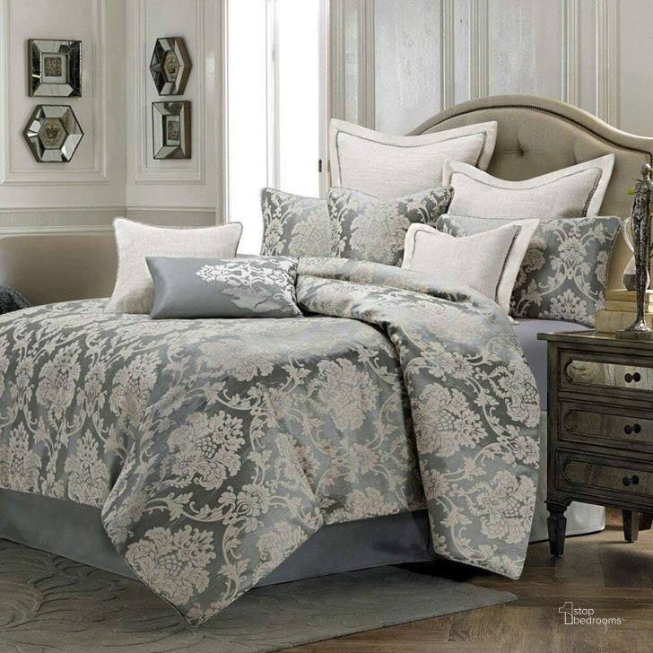The appearance of Cambria 10 Piece King Comforter Set In Mineral designed by AICO in the transitional interior design. This mineral piece of furniture  was selected by 1StopBedrooms from Cambria Collection to add a touch of cosiness and style into your home. Sku: BCS-KS10-CMBRI-MNR. Material: Polyester. Product Type: Comforter Set.