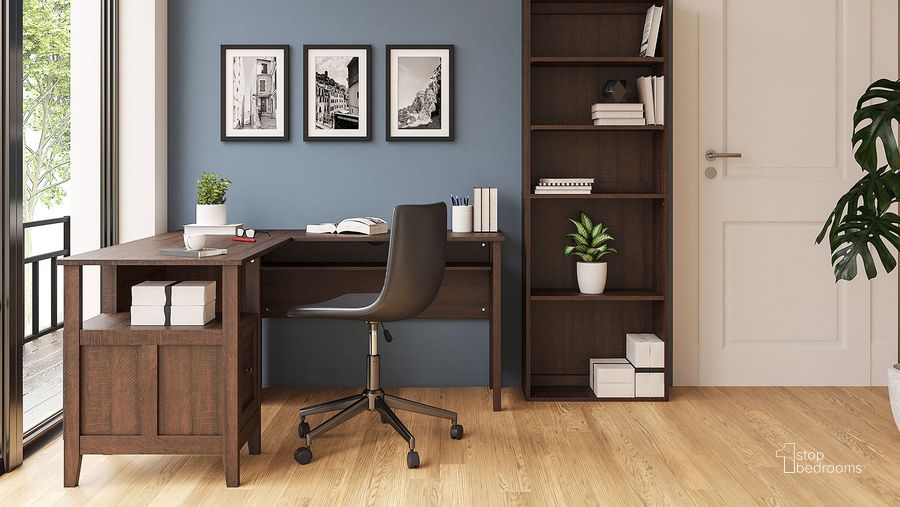 The appearance of Camiburg Warm Brown Home Office Set with Return designed by Signature Design by Ashley in the transitional interior design. This warm brown piece of furniture  was selected by 1StopBedrooms from Camiburg Collection to add a touch of cosiness and style into your home. Sku: H283-34;H283-34R;H283-12. Material: Wood. Product Type: Home Office Set. Image1