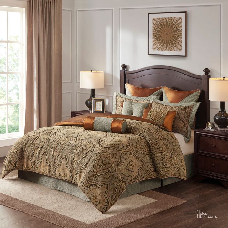 The appearance of Canovia 10Pcs Canovia Duvet King Comforter Set In Brown In Brown designed by Olliix in the traditional interior design. This brown piece of furniture  was selected by 1StopBedrooms from Canovia Springs Collection to add a touch of cosiness and style into your home. Sku: JLA10-055. Material: Polyester. Bed Size: King. Product Type: Comforter Set. Image1