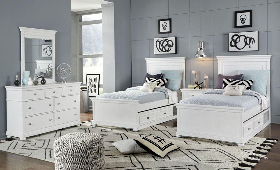 The appearance of Canterbury Natural White Youth Panel Bedroom Set designed by Legacy Classic Kids in the transitional interior design. This white piece of furniture  was selected by 1StopBedrooms from Canterbury Collection to add a touch of cosiness and style into your home. Sku: 9815-4103;9815-4113;9815-4910;9815-3101. Bed Type: Panel Bed. Material: Wood. Product Type: Panel Bed. Bed Size: Twin. Image1