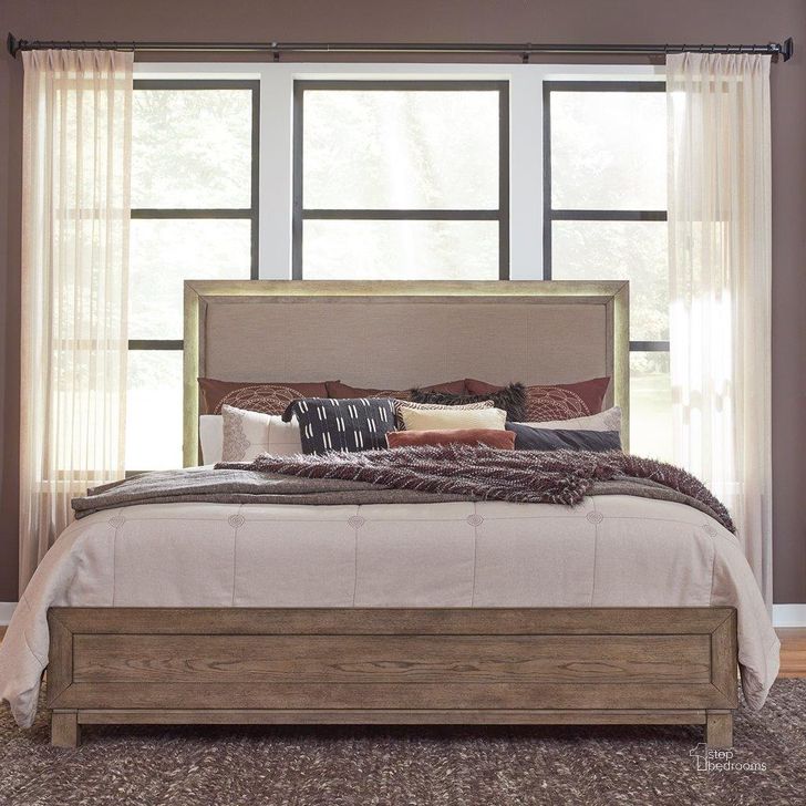 The appearance of Canyon Road Burnished Beige Queen Upholstered Panel Bed designed by Liberty in the modern / contemporary interior design. This brown piece of furniture  was selected by 1StopBedrooms from Canyon Road Collection to add a touch of cosiness and style into your home. Sku: 876-BR13HU;876-BR14;876-BR90. Bed Type: Panel Bed. Product Type: Panel Bed. Bed Size: Queen. Image1