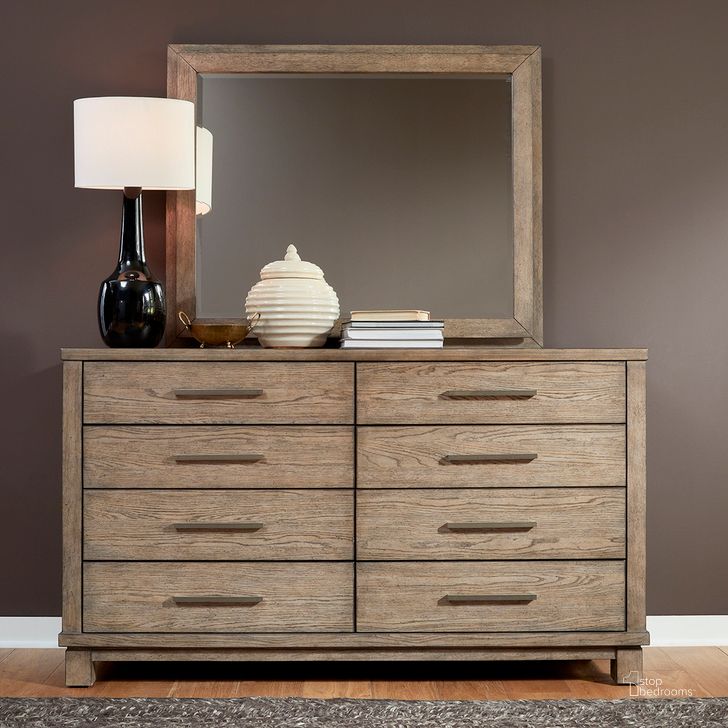 The appearance of Canyon Road Dresser And Mirror In Light Brown designed by Liberty in the modern / contemporary interior design. This light brown piece of furniture  was selected by 1StopBedrooms from Canyon Road Collection to add a touch of cosiness and style into your home. Sku: 876-BR31;876-BR51. Product Type: Dresser and Mirror. Material: Rubberwood. Image1