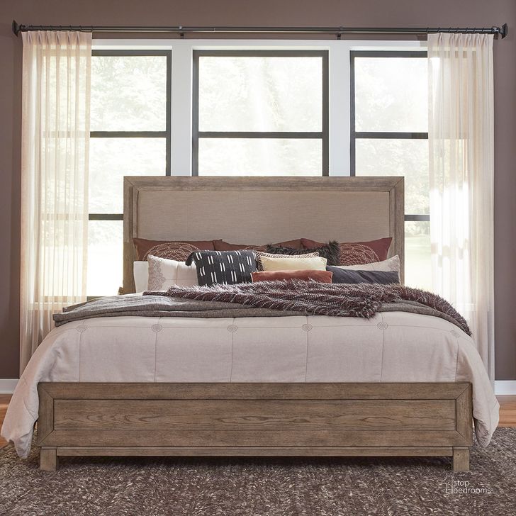 The appearance of Canyon Road King Upholstered Bed designed by Liberty in the modern / contemporary interior design. This beige piece of furniture  was selected by 1StopBedrooms from Canyon Road Collection to add a touch of cosiness and style into your home. Sku: 876-BR90;876-BR16;876-BR15HU. Bed Type: Platform Bed. Product Type: Platform Bed. Bed Size: King. Material: Rubberwood. Image1