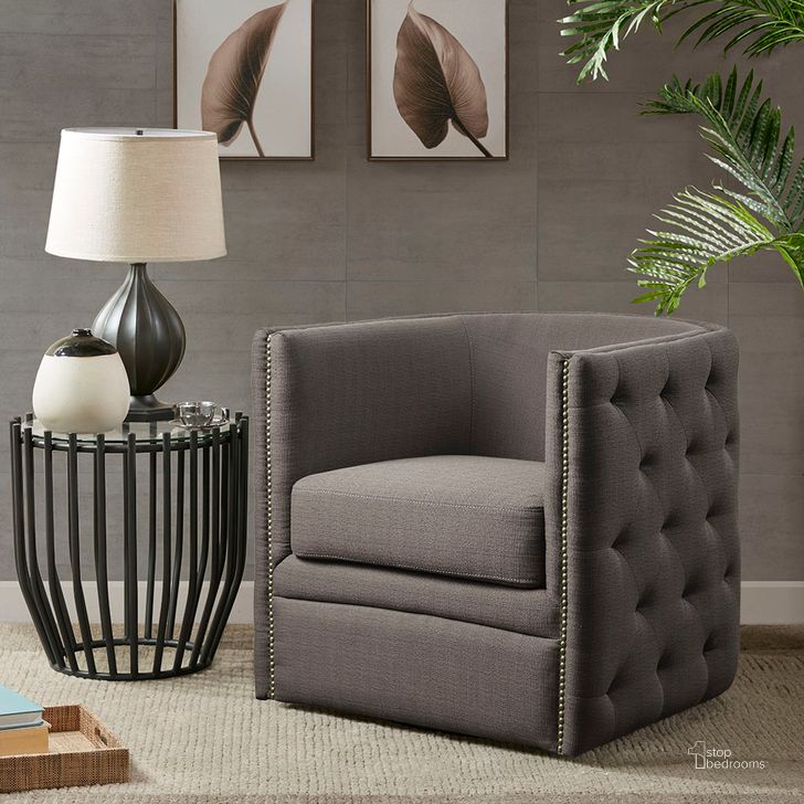 The appearance of Capstone Swivel Chair In Taupe designed by Olliix in the transitional interior design. This taupe piece of furniture  was selected by 1StopBedrooms from Capstone Collection to add a touch of cosiness and style into your home. Sku: MP103-1077. Material: Wood. Product Type: Living Room Chair. Image1