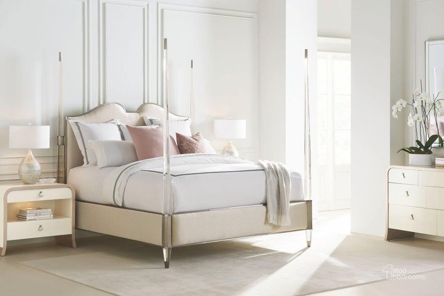 The appearance of Caracole Classic Acrylic Four Poster Bedroom Set designed by Caracole in the modern / contemporary interior design. This beige piece of furniture  was selected by 1StopBedrooms from Caracole Classic Collection to add a touch of cosiness and style into your home. Sku: CLA-417-121H;CLA-417-121F;CLA-417-101R;CLA-417-061. Bed Type: Poster Bed. Product Type: Poster Bed. Bed Size: King. Material: Pine. Image1