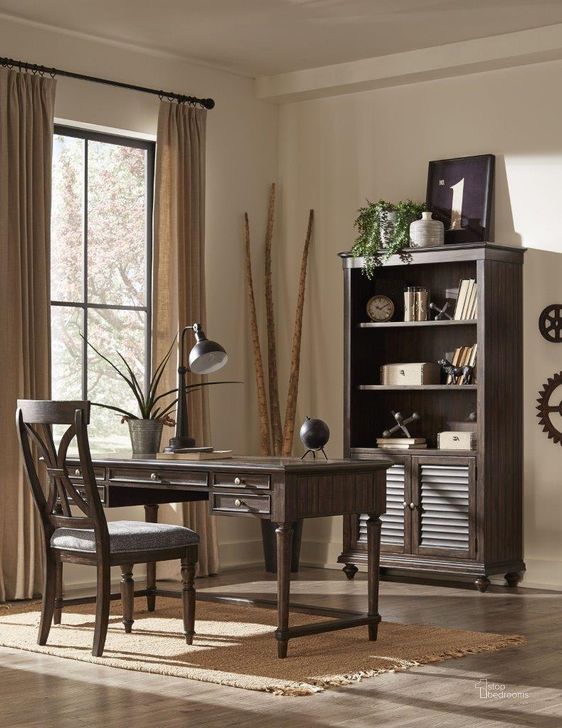 The appearance of Cardano Driftwood Charcoal Home Office Set designed by Homelegance in the traditional interior design. This brown piece of furniture  was selected by 1StopBedrooms from Cardano Collection to add a touch of cosiness and style into your home. Sku: 1689-16;1689-18. Material: Wood. Product Type: Home Office Set. Image1