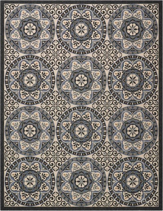 The appearance of Caribbean Ivory And Charcoal 8 X 11 Area Rug designed by Nourison in the transitional interior design. This ivory and charcoal piece of furniture  was selected by 1StopBedrooms from Caribbean Collection to add a touch of cosiness and style into your home. Sku: 99446375278. Material: Polypropylene. Product Type: Area Rugs. Image1